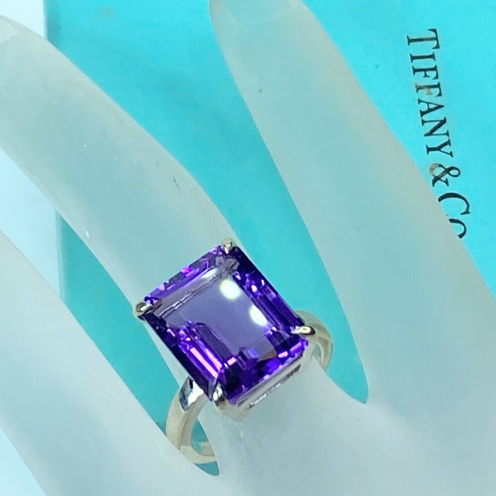 Tiffany & co Sterling Silver Sparkler 10ct Amethyst Gemstone Ring S6 JR692